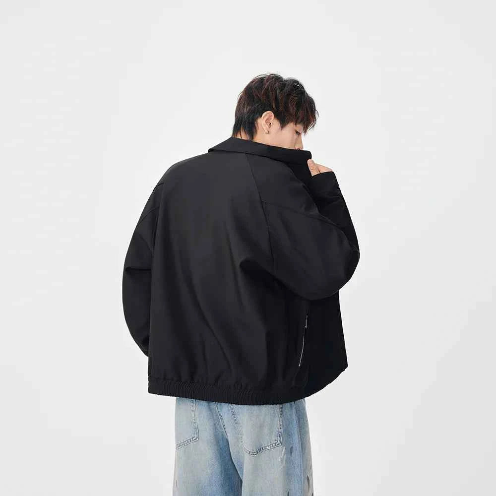 Durable Lapel Loose Fit Zip Up Jacket