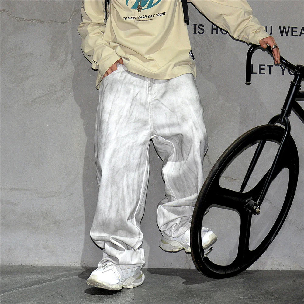 Distressed Dirty White Baggy Pants