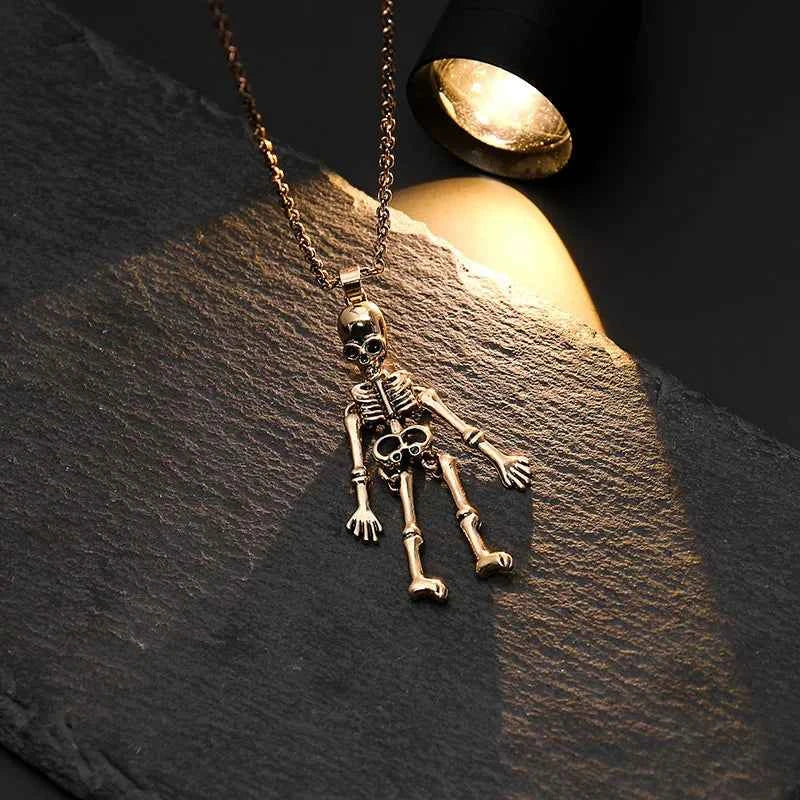 Spooky Skeleton Ghost Pendant Necklace