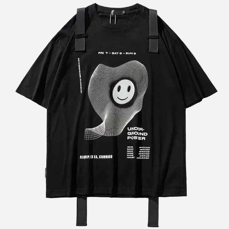 Y2K Oversized Graphic Printed Ribbon T-Shirt