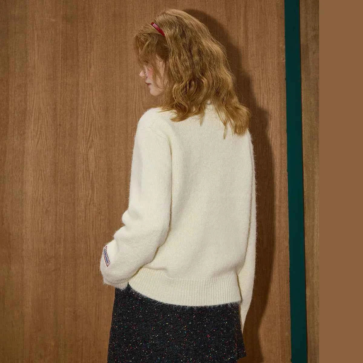 Embroidered Heart Button Knit Cardigan