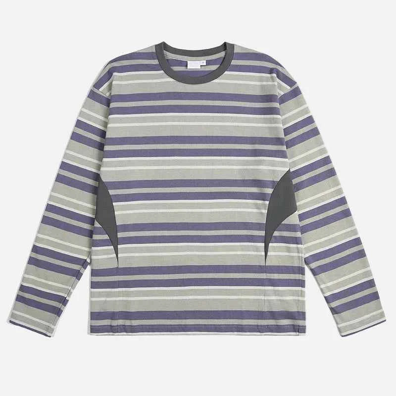 Striped Japanese Minimalist Long Sleeve T-Shirt