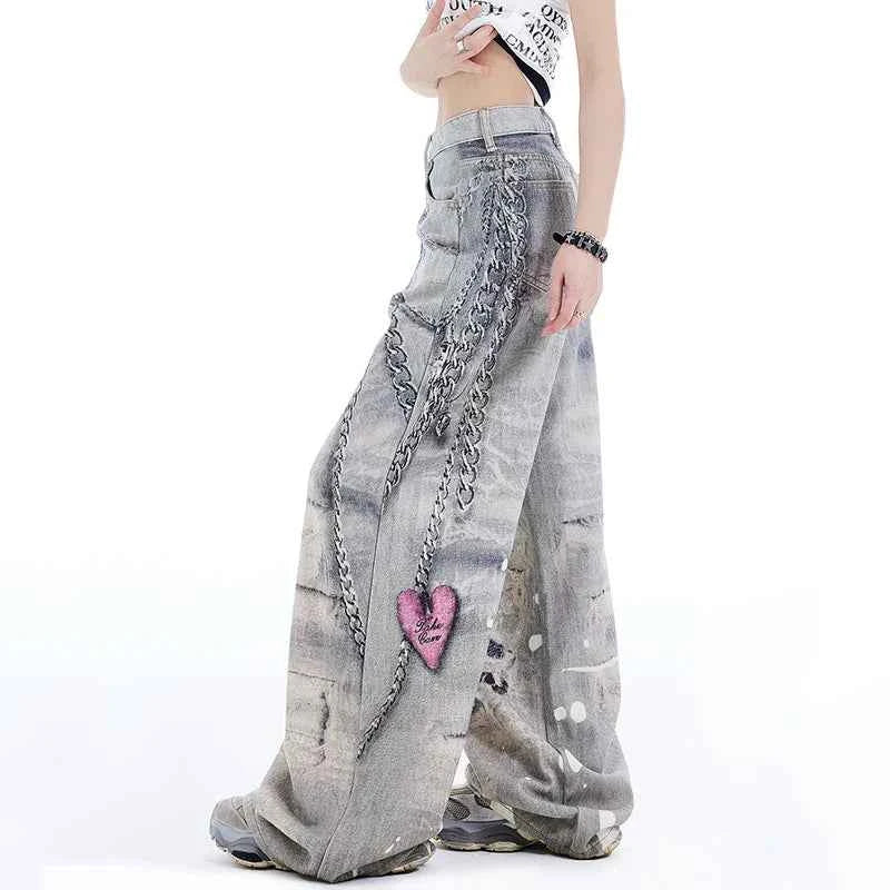 Women Streetwear Wide Leg Denim Jeans