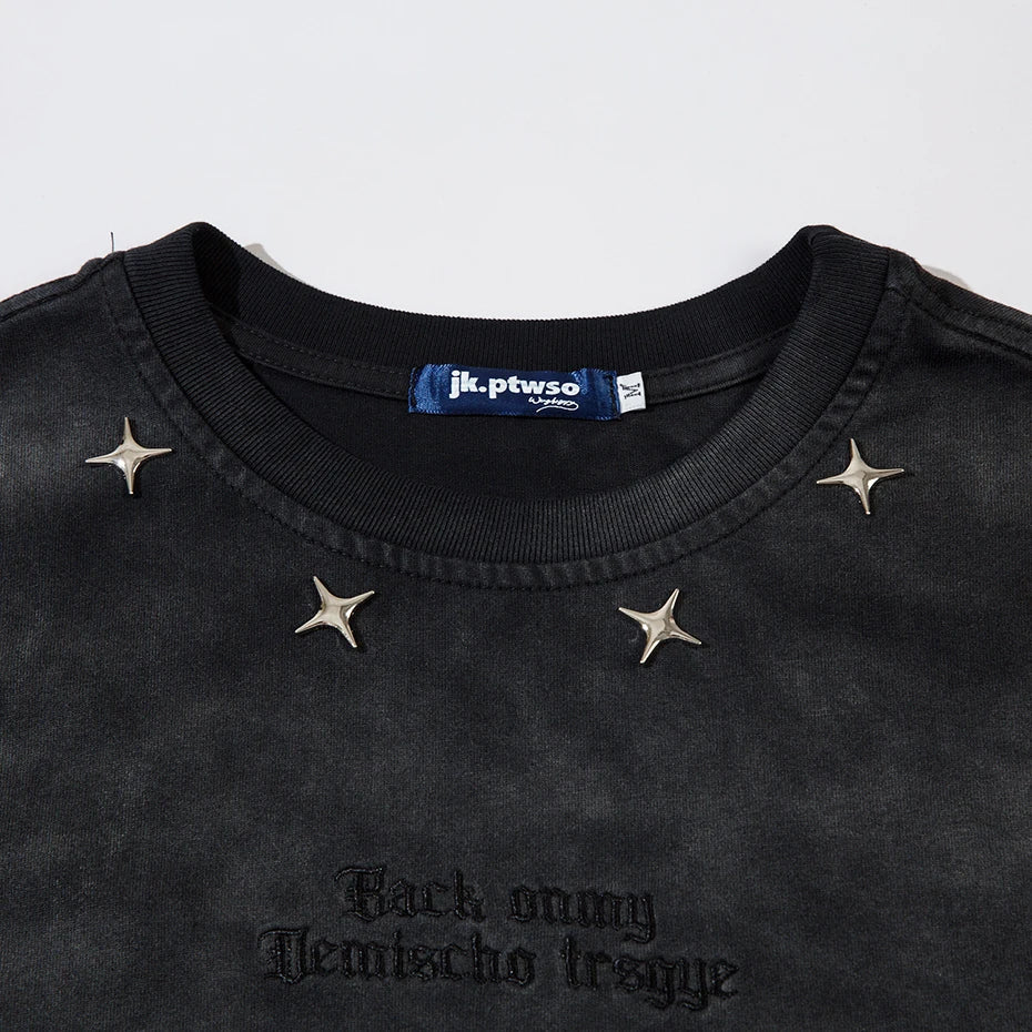 Tie-Die Metal Star Ripped T-Shirt