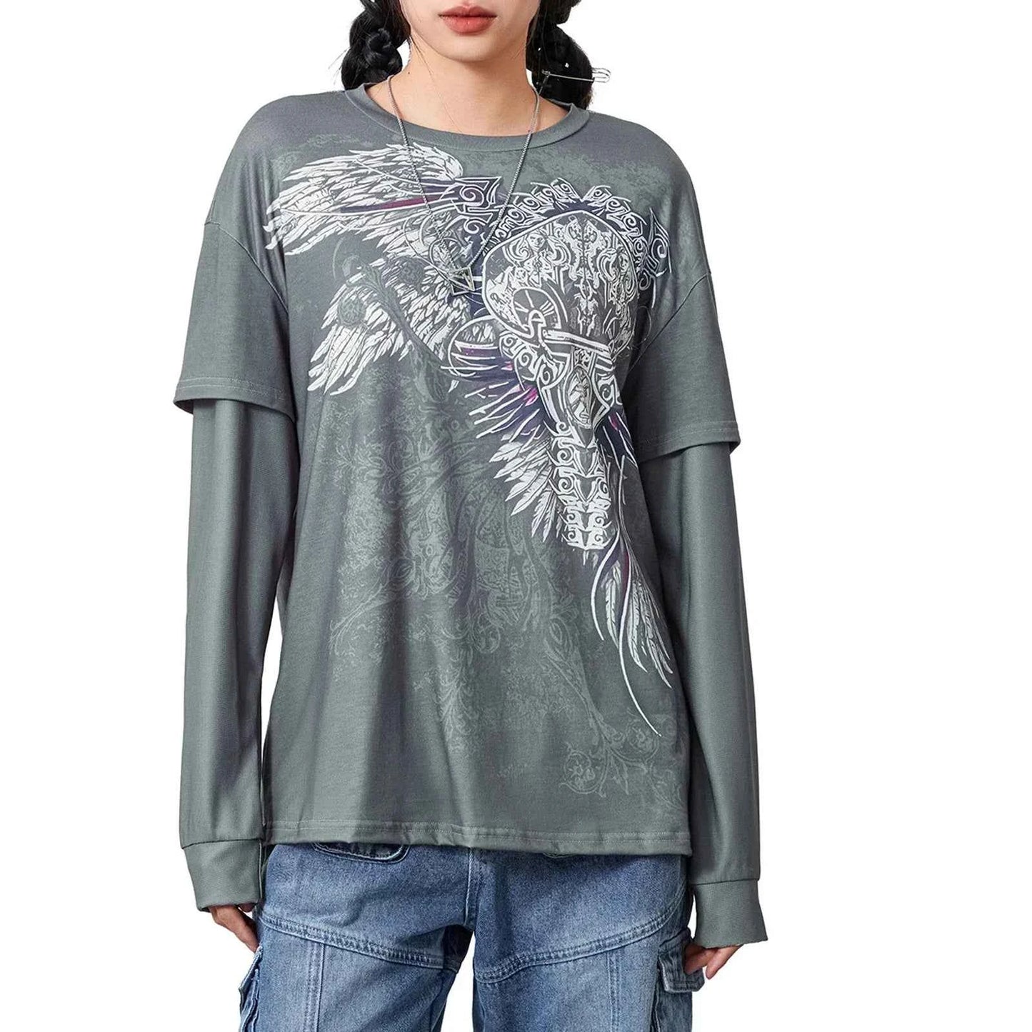 Vintage Grunge Graphic Long Sleeve T-Shirt