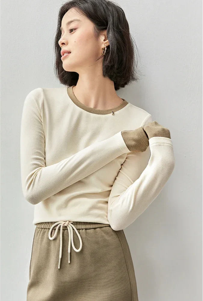 Cozy Patchwork Knit Long Sleeve T-Shirt - Luxuryurbanwear