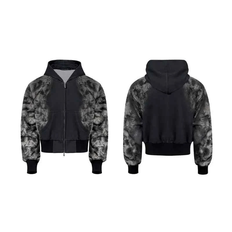 Leopard Streetwear Print Zip-Up Hoodied Sweatshirt
