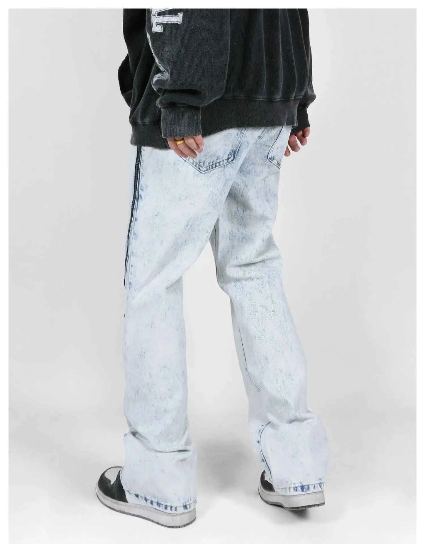 Versatile Acid-Wash Flared Denim Jeans