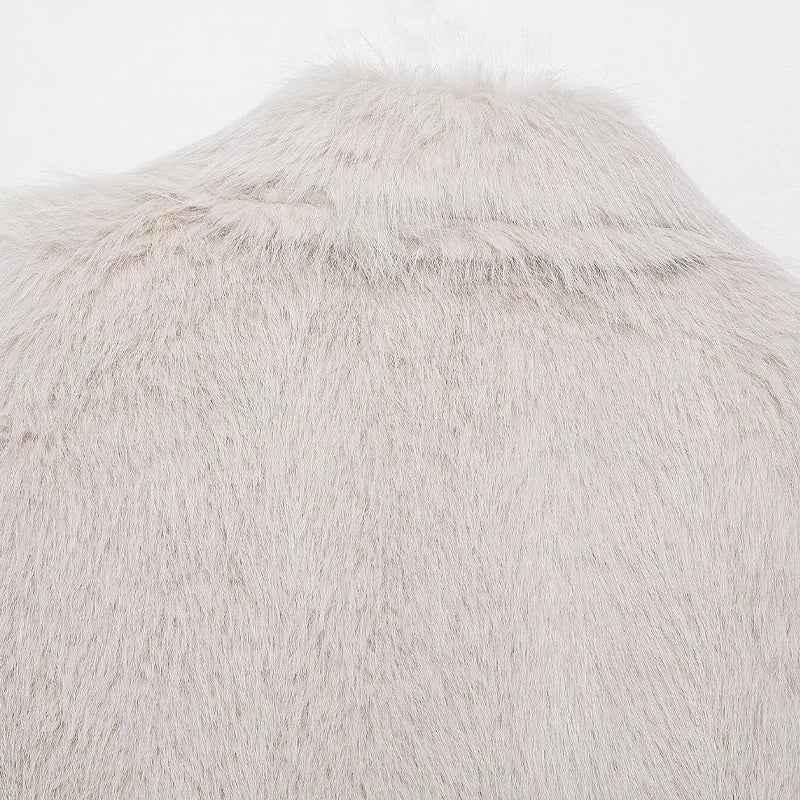 Fashionable Chic Beige Faux Fur Vest