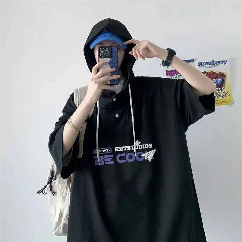 Cool Trendy Oversized Hip Hop Hooded T-Shirt