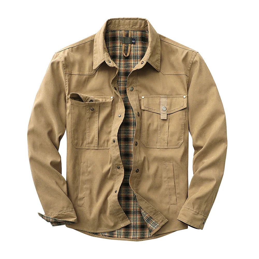 Flannel Lined Plaid Button-Up Jacket