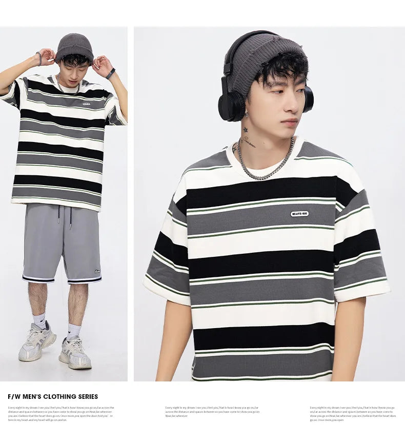 SQ2 Multi Striped Color Loose T-Shirt