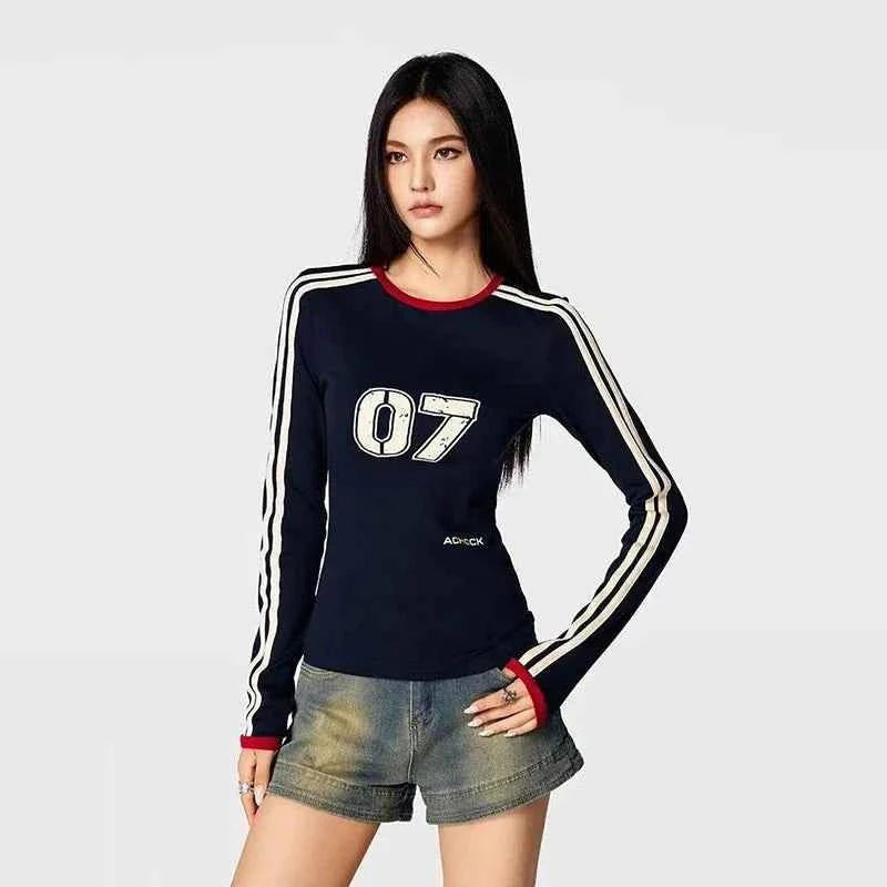 Women Cool Retro Patchwork Slim Fit T-Shirt
