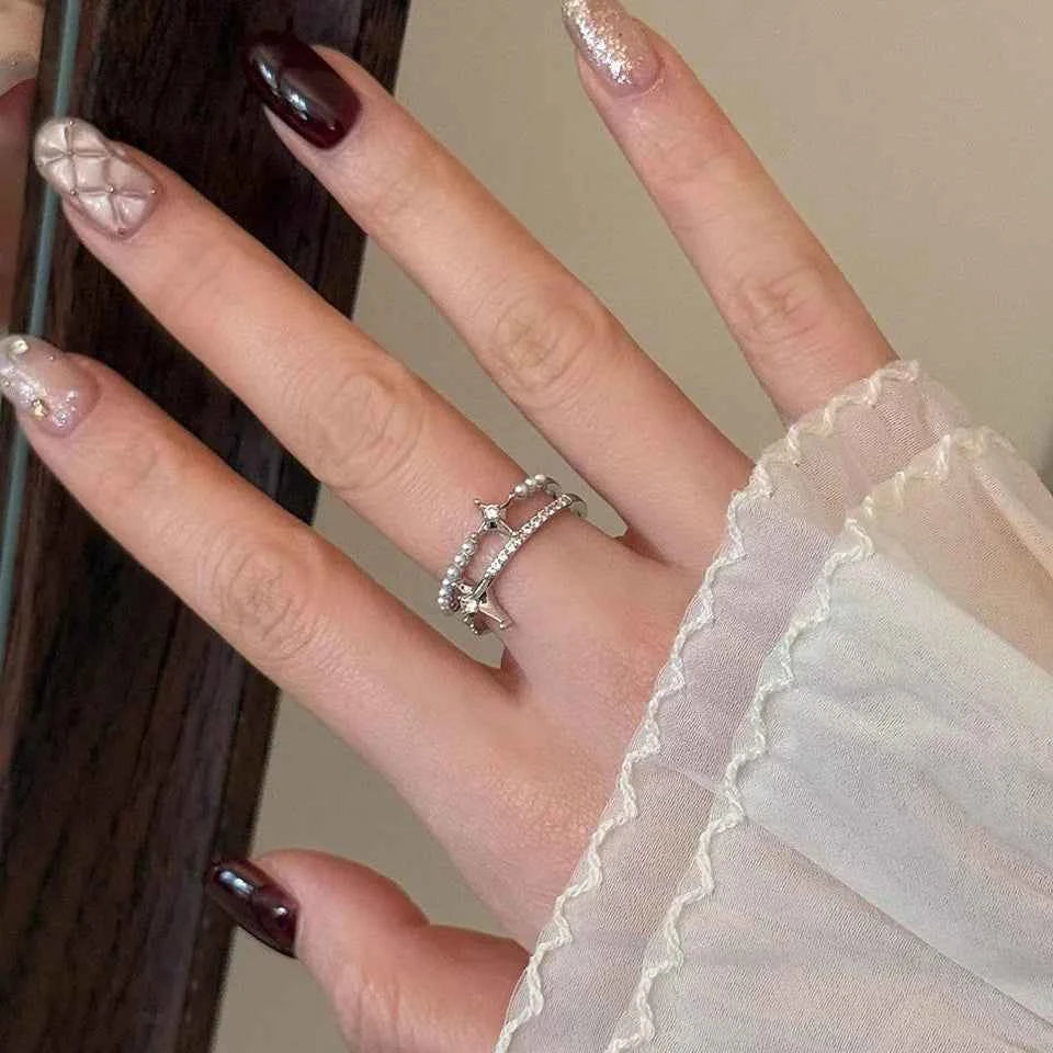 Romantic Pearl Double Layer Star Ring