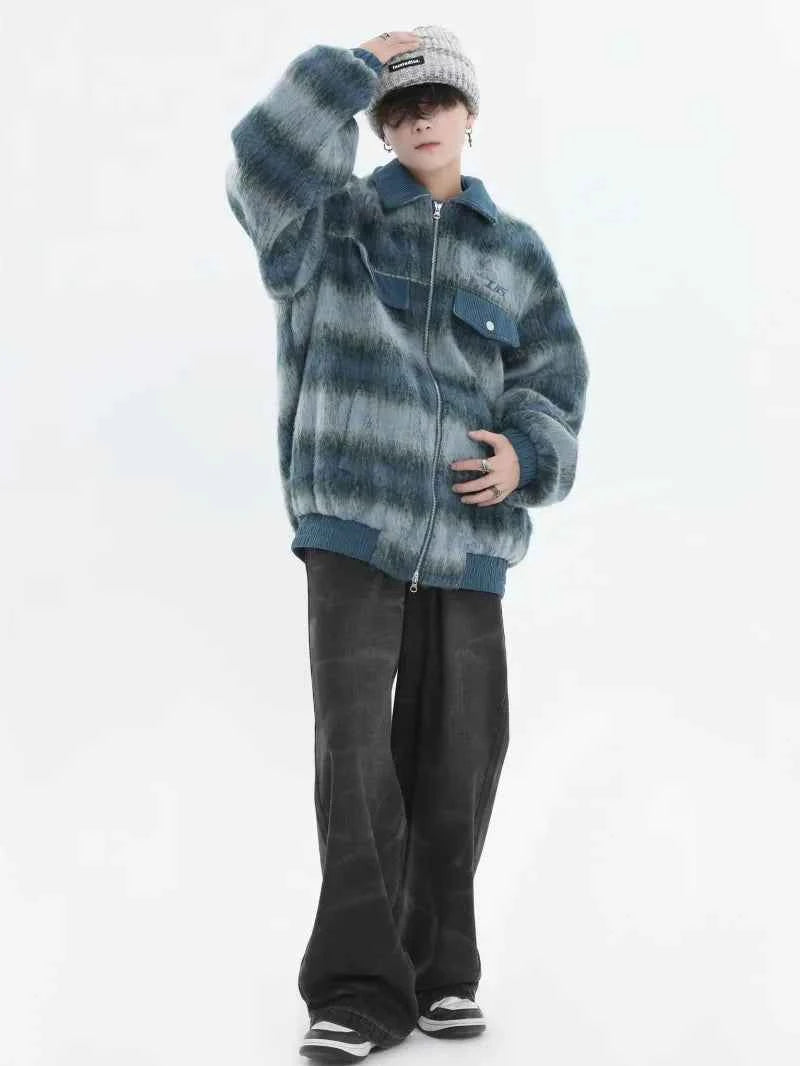 Streetwear Trendy Gradient Woolen Jacket