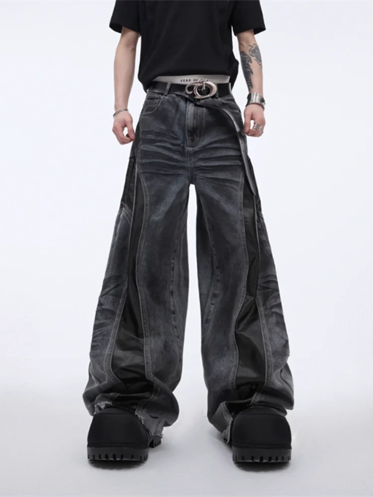 Y2K Vintage Black Cyber PU Leather Jeans - Luxuryurbanwear