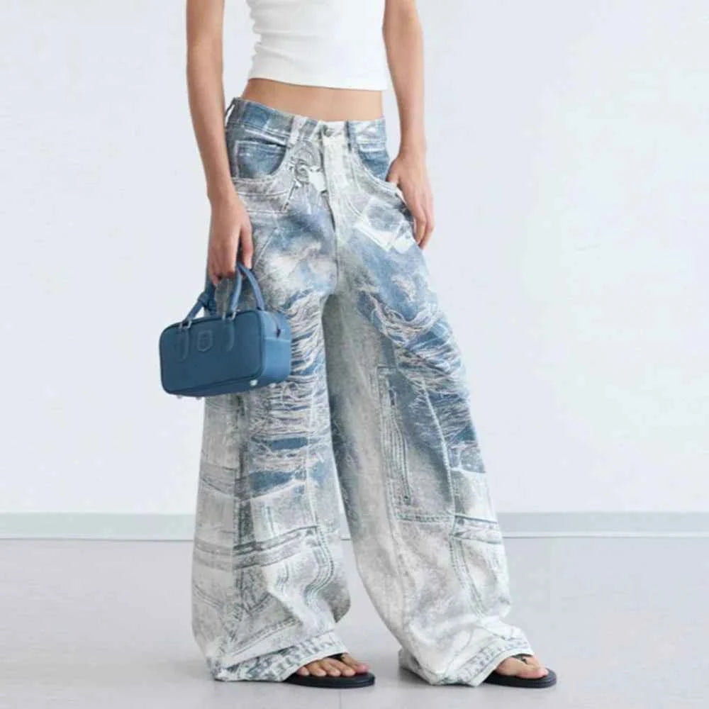 Men Retro Gradient Straight Denim Jeans