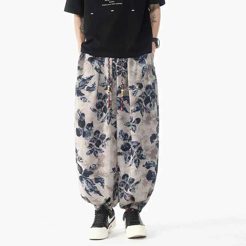 Comfortable Chinese Style Printed Harem Pants