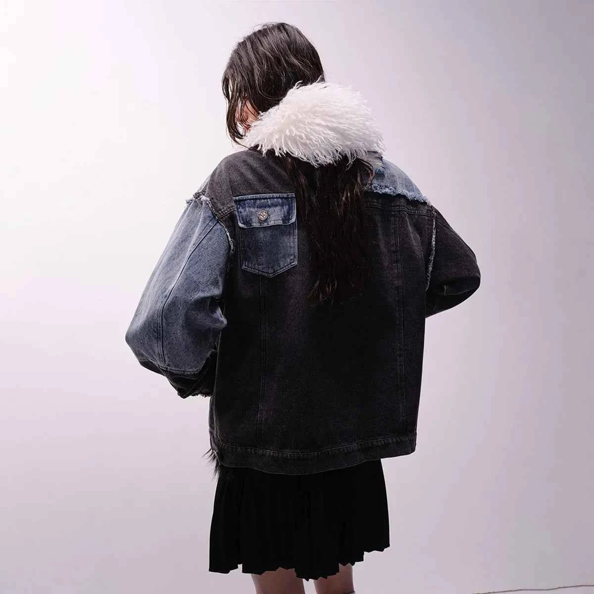 Retro Oversized Casual Patchwork Denim Jacket