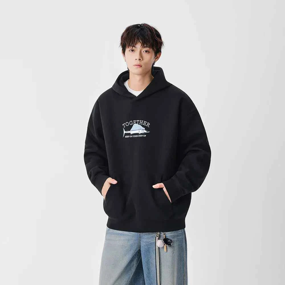 Streetwear Swordfish Print Casual Hoodie