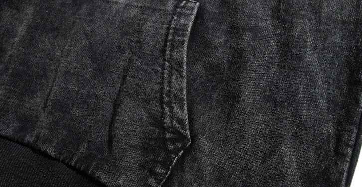 Streetwear Retro Tie-Dyed Washed Black Hoodie