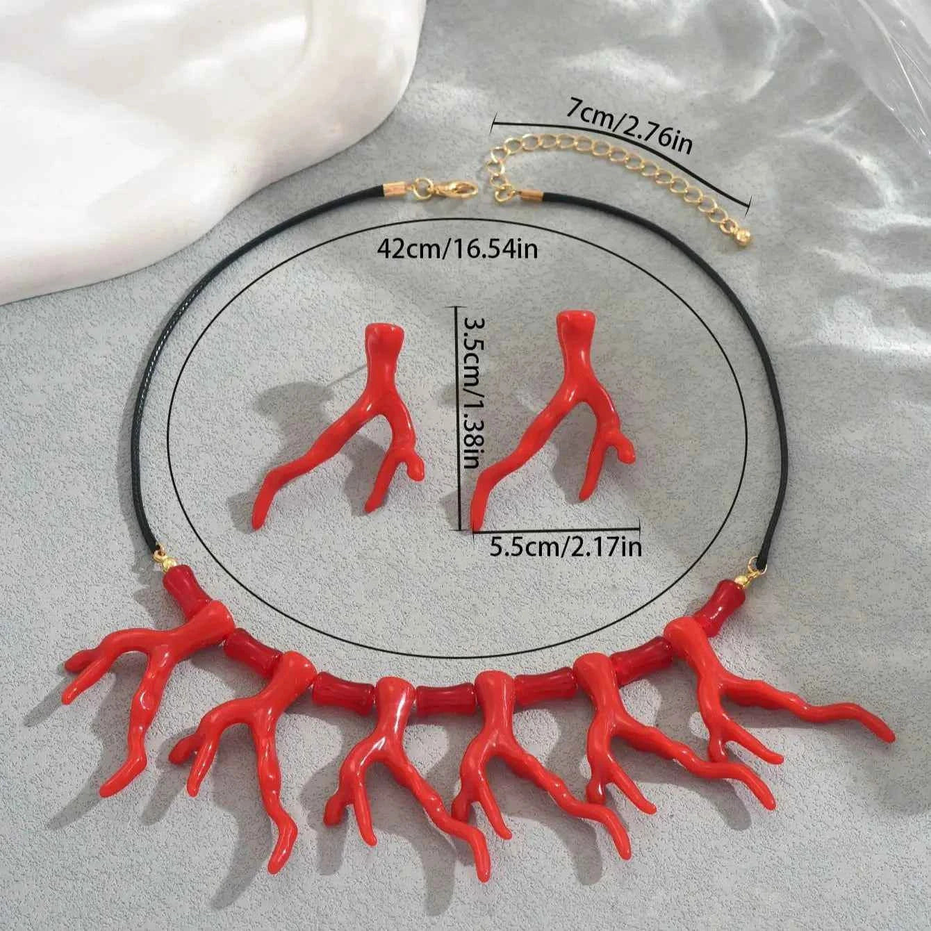 Coral Statement Set Bohemian Tropical Necklaces