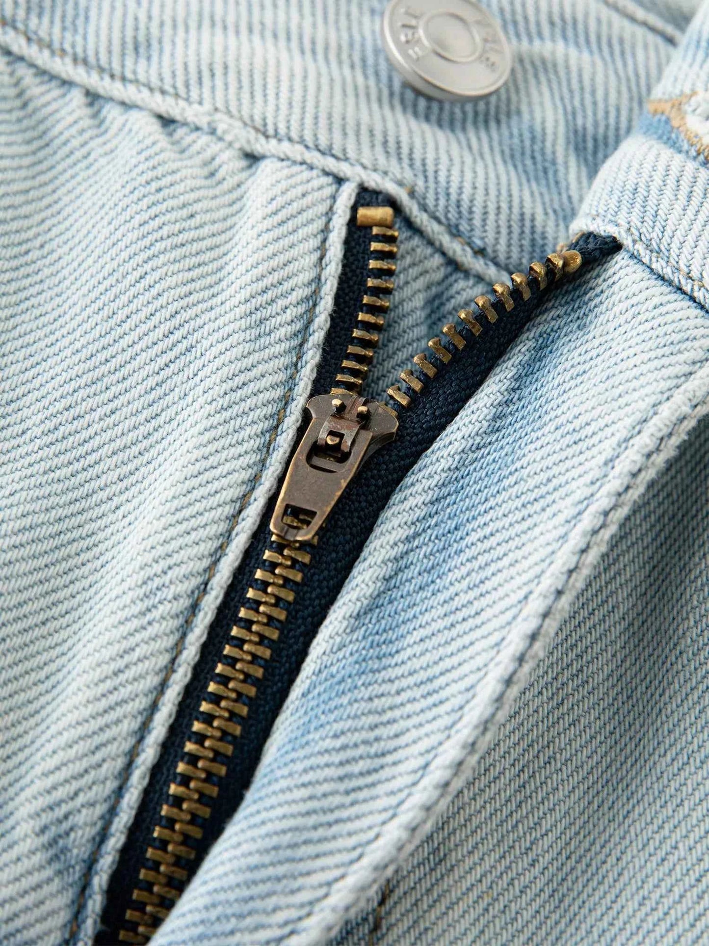 High Waist Distressed Slim Fit Jeans