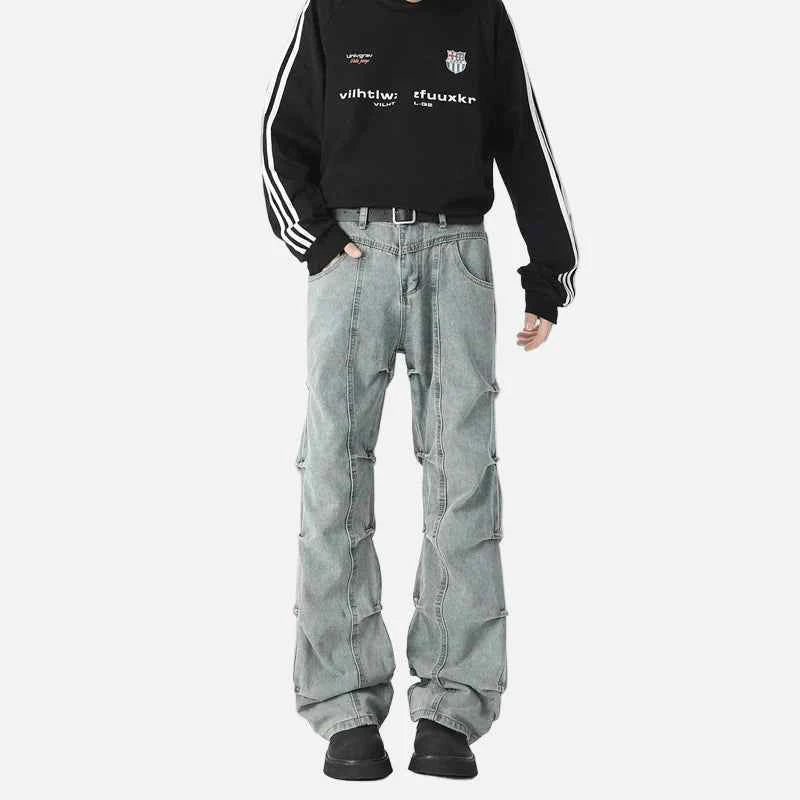 Vintage Hip Hop Pleated Denim Jeans