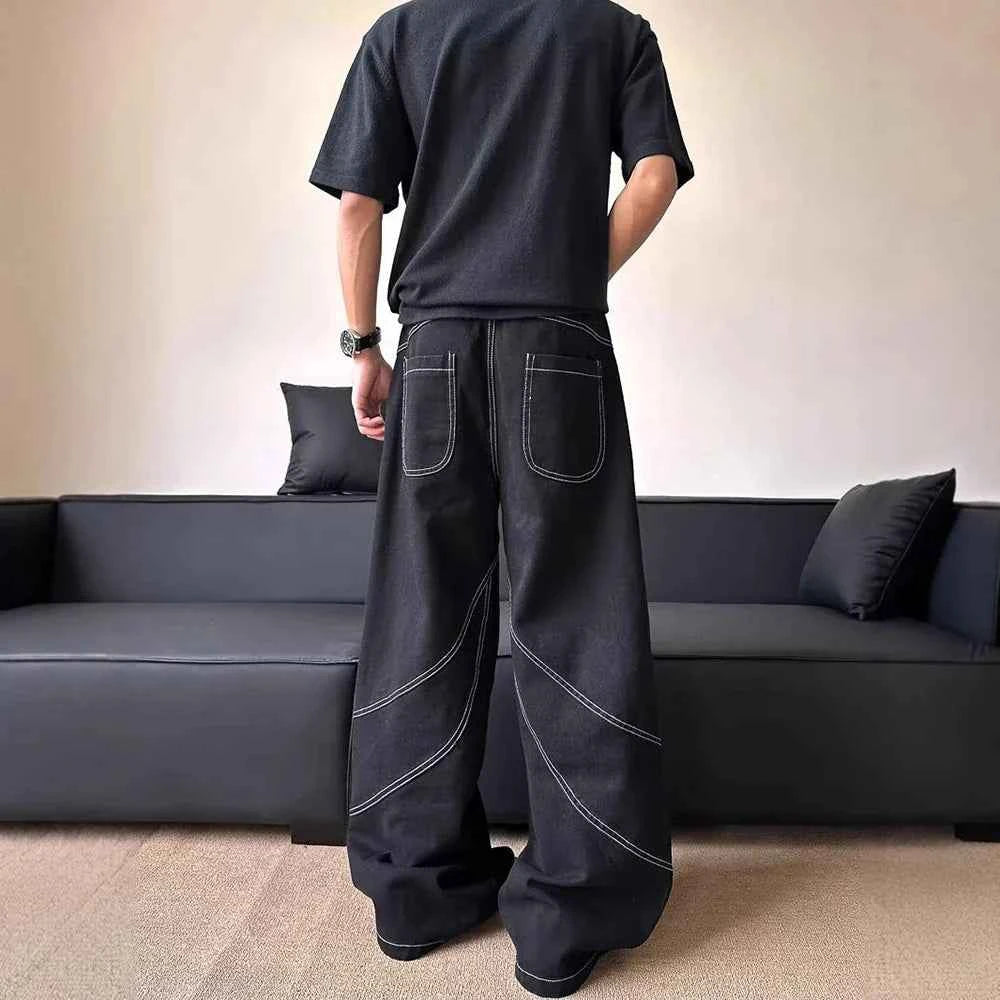 Vintage American Style Graphic Wide Leg Jeans