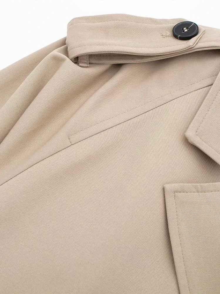 Old Money Style Belted Cropped Trench Jacket