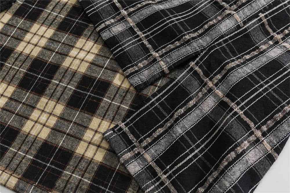 Y2K Insulated Plaid Hip Hop Button-Up Casual Shirt