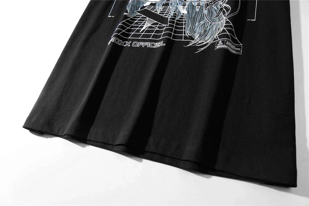 Streetwear Robotic Anime Girl Loose T-Shirt