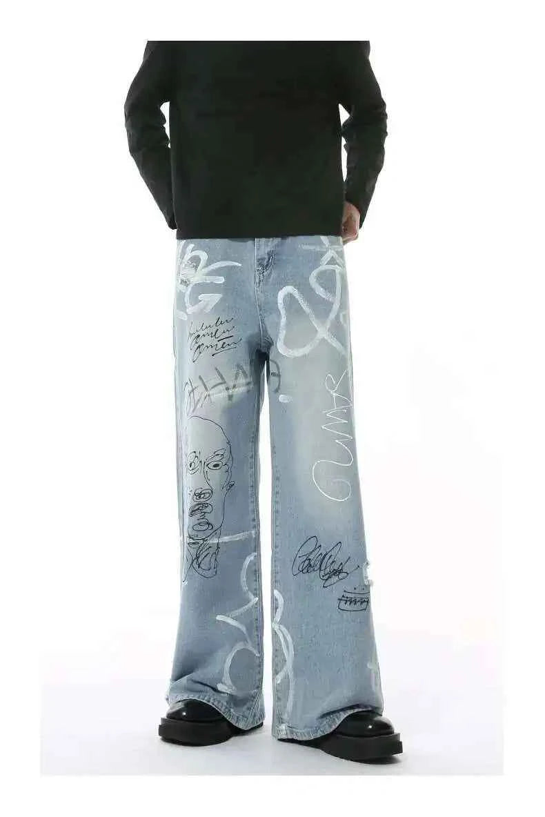 Essential Hand-Painted Scrawl Denim Jeans