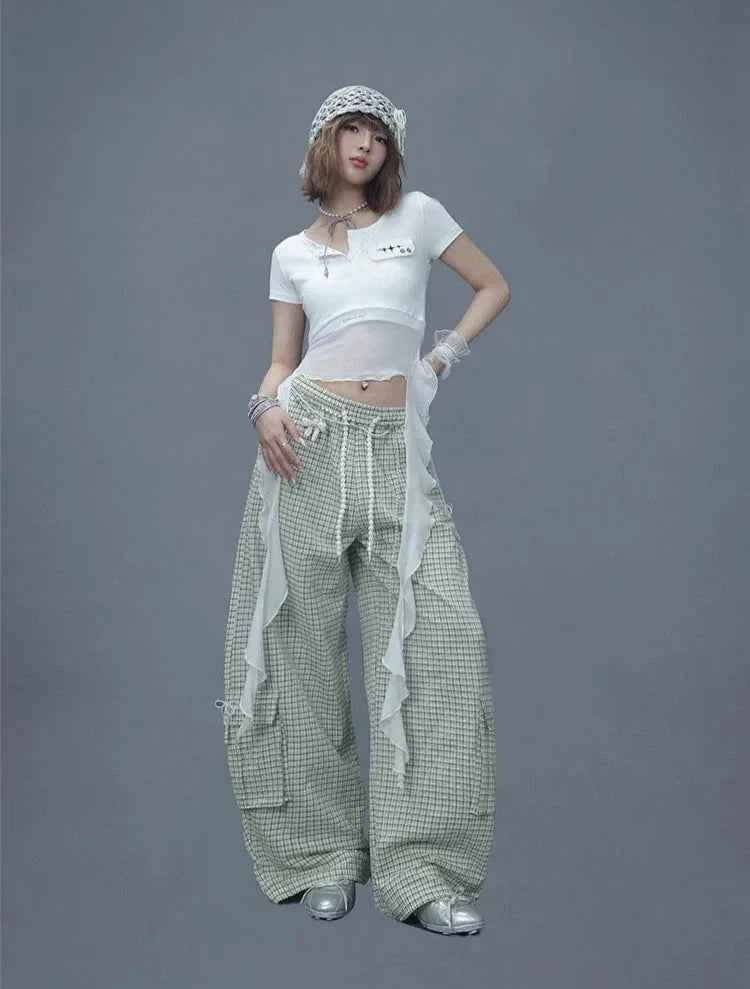Apricot Pearl Check Dance Pants