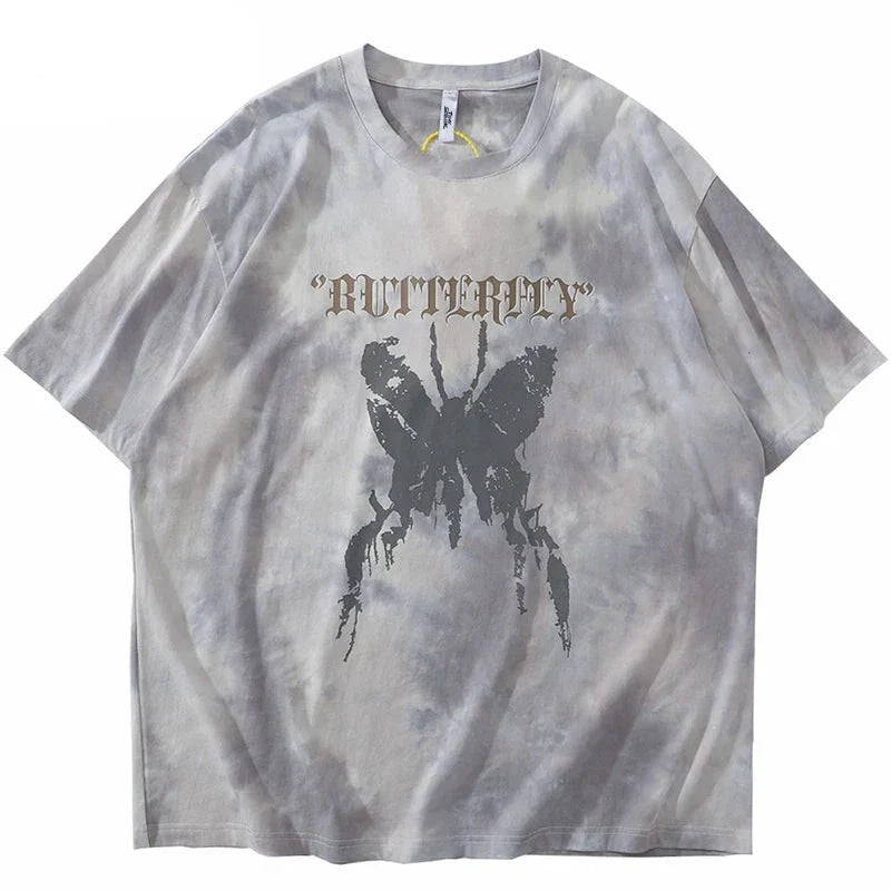 Tie Die Butterfly Graphic Loose T-Shirt
