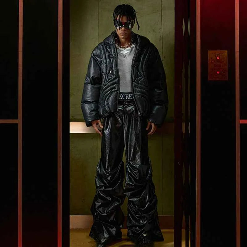 Luxury Stacking Wide Leg Faux Leather Pants