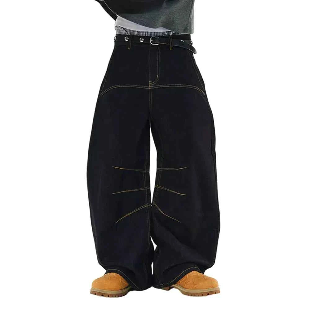 Streetwear Spliced Wide Leg Baggy Denim Jeans