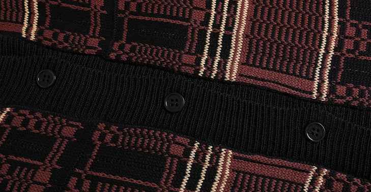 Retro Korean Style Plaid Button Classic Cardigan