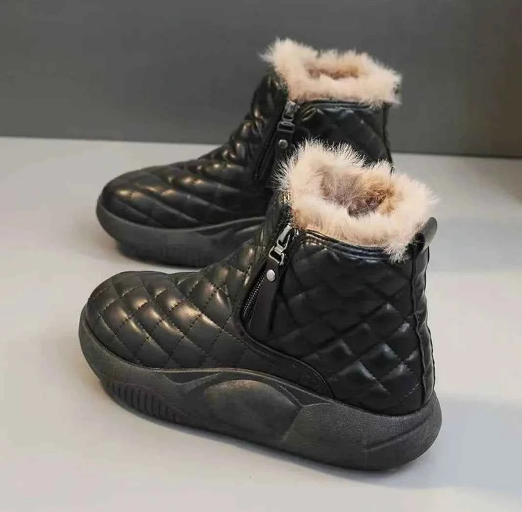 Chunky Winter Quilted Snow Zipper Boot