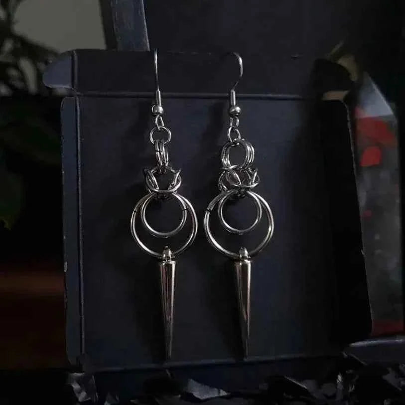 Gothic Spike Loop Stainless Steel Earrings