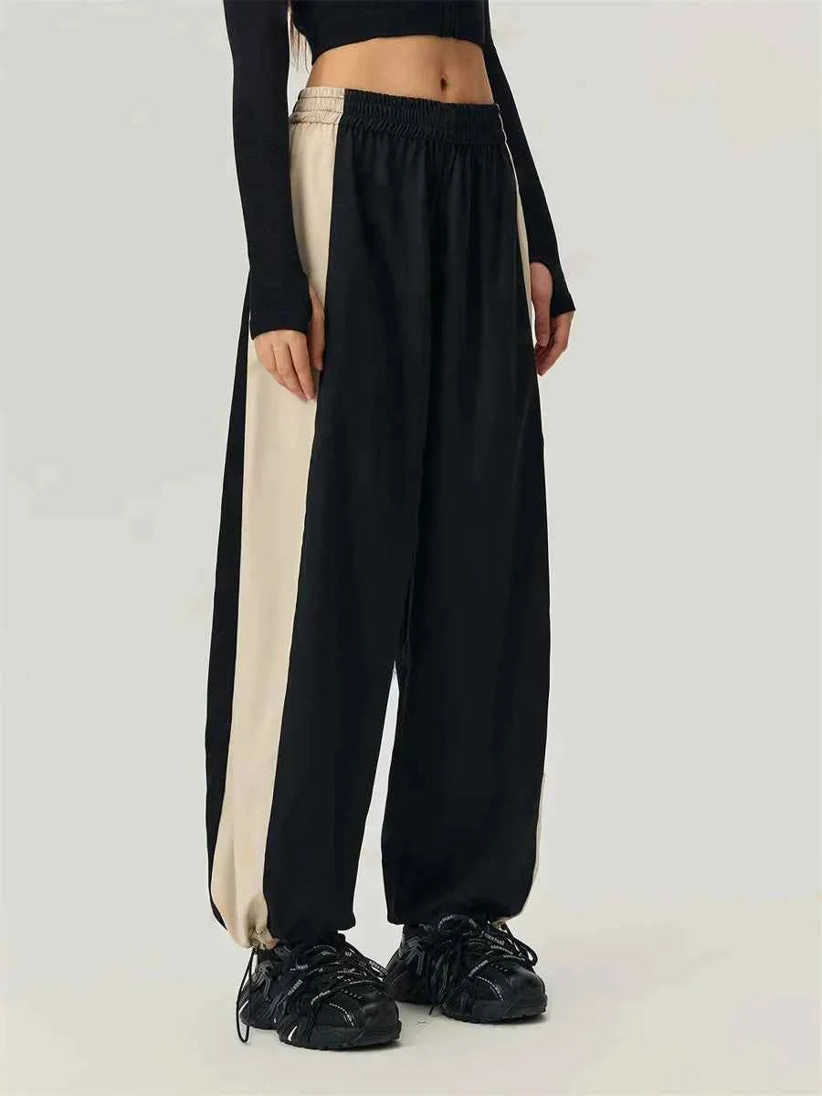 Color Block Elastic Waist Retro Sweatpants