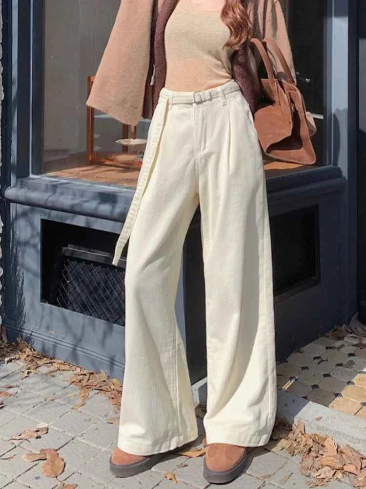 Elegant Cool Corduroy Wide Leg Pants