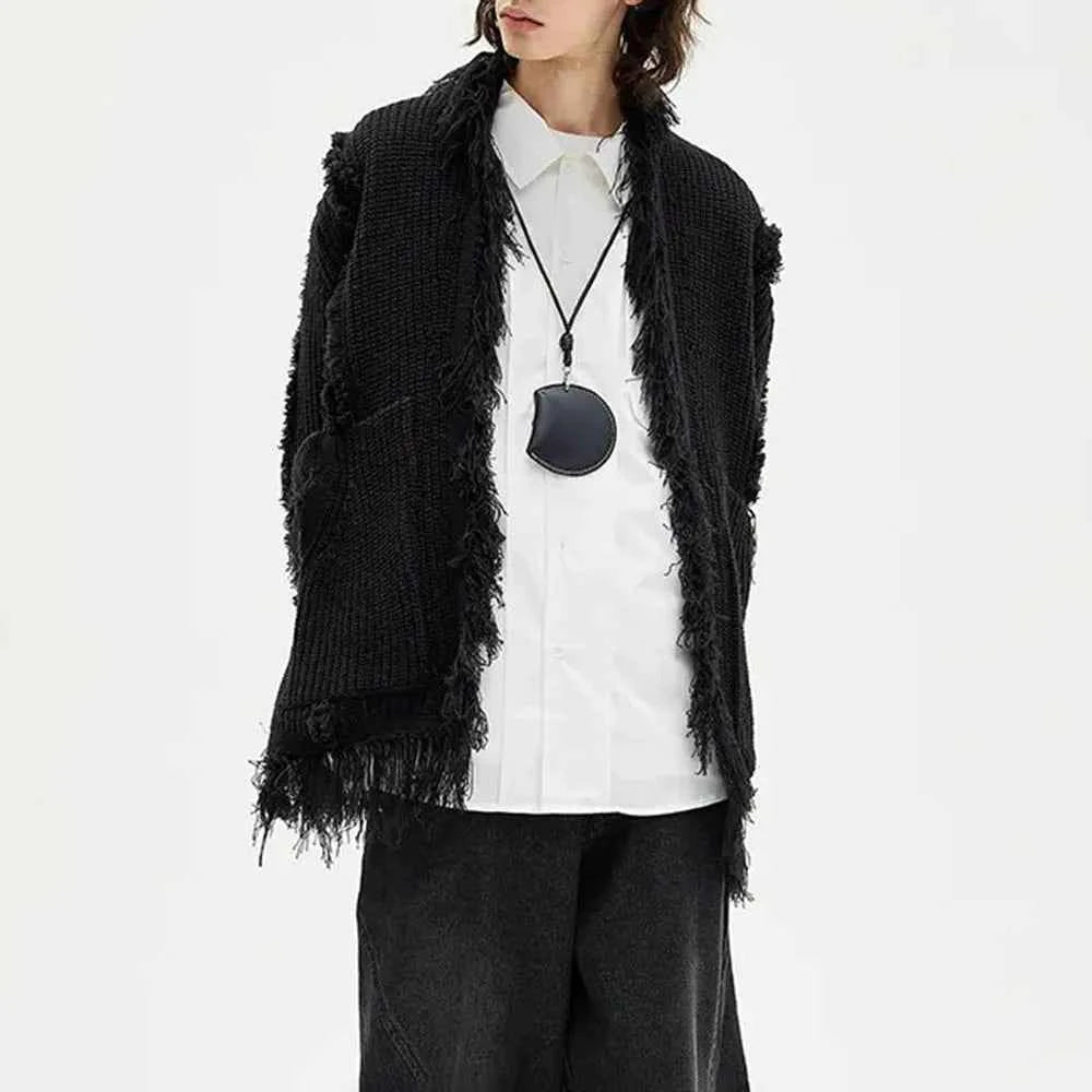 Chic Retro Tassel Ripped Long Sleeve Cardigan