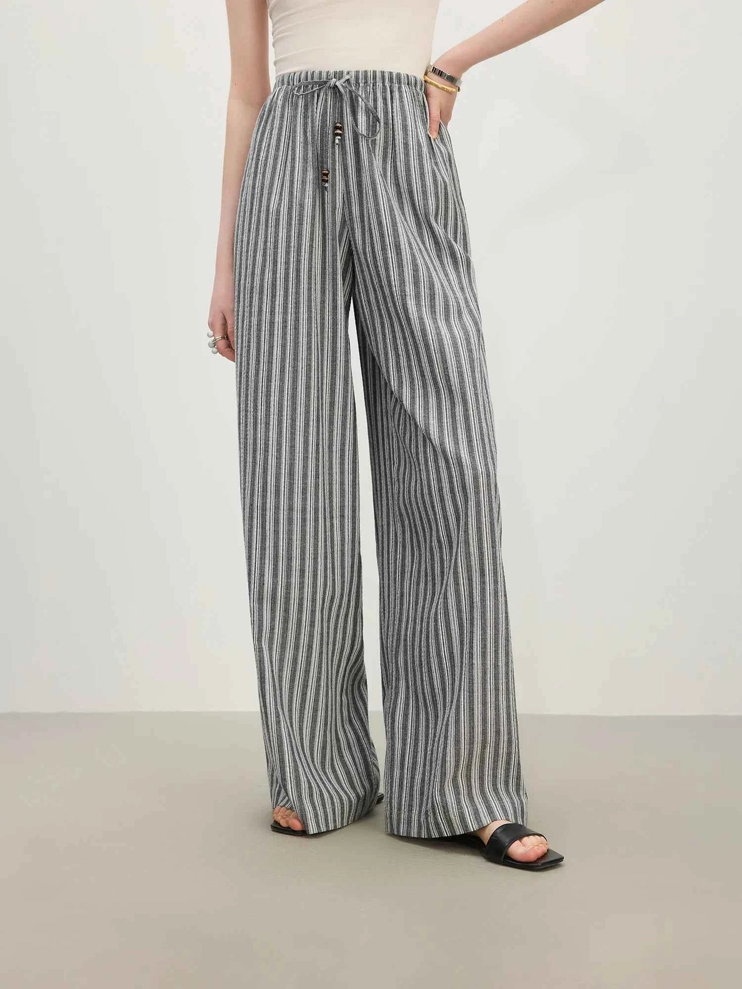 Versatile Loose Drape Striped Pants