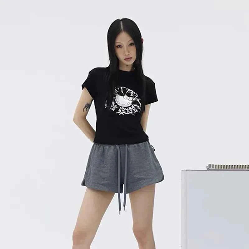 Grunge Cyber Anime Graphic Print T-Shirt