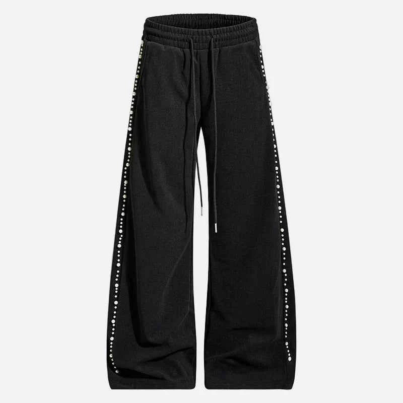 Trendy Pearl Decoration Hip Hop Sweatpants