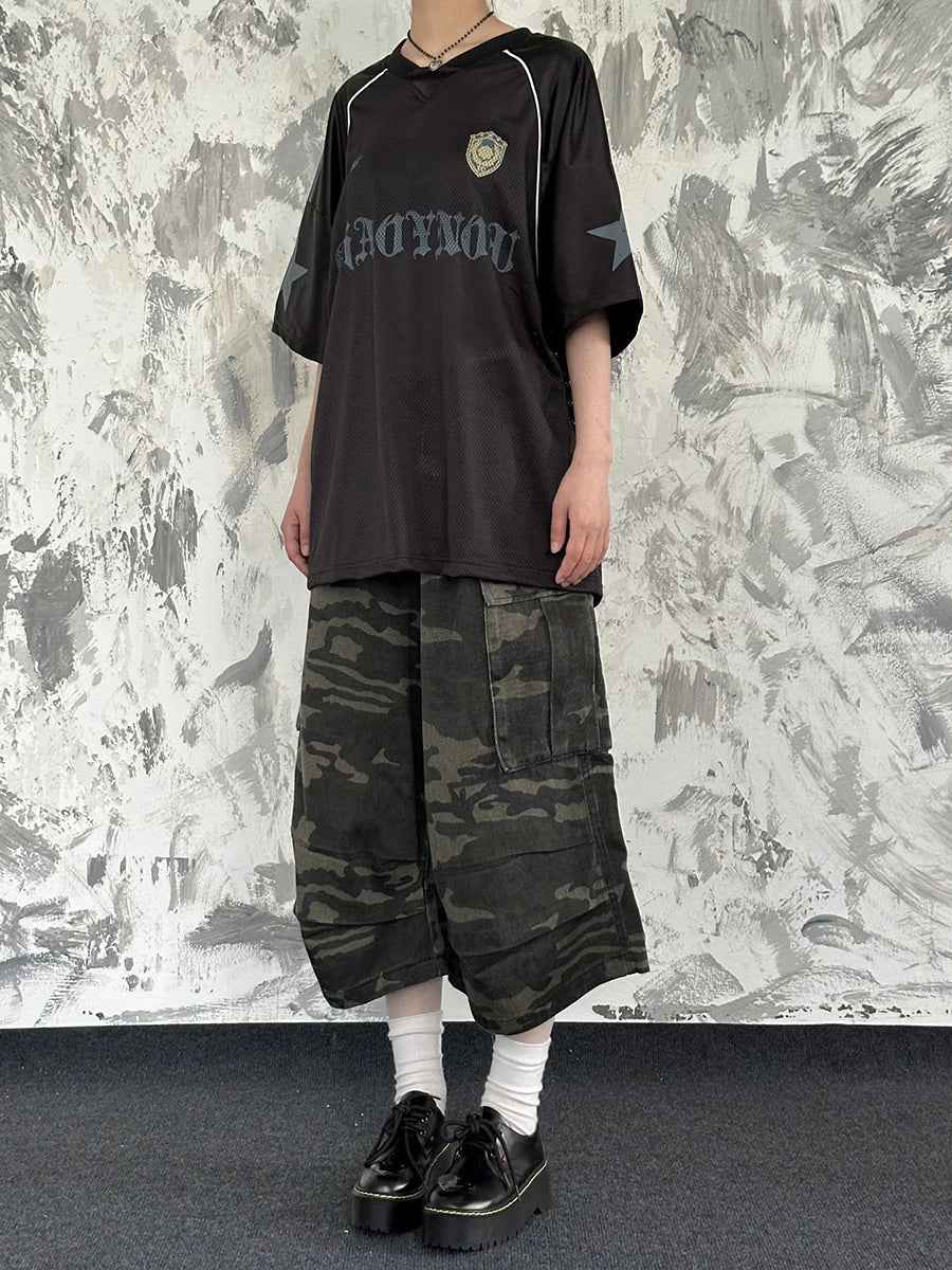 Breathable 90s Style Camouflage Cargo Denim Jorts