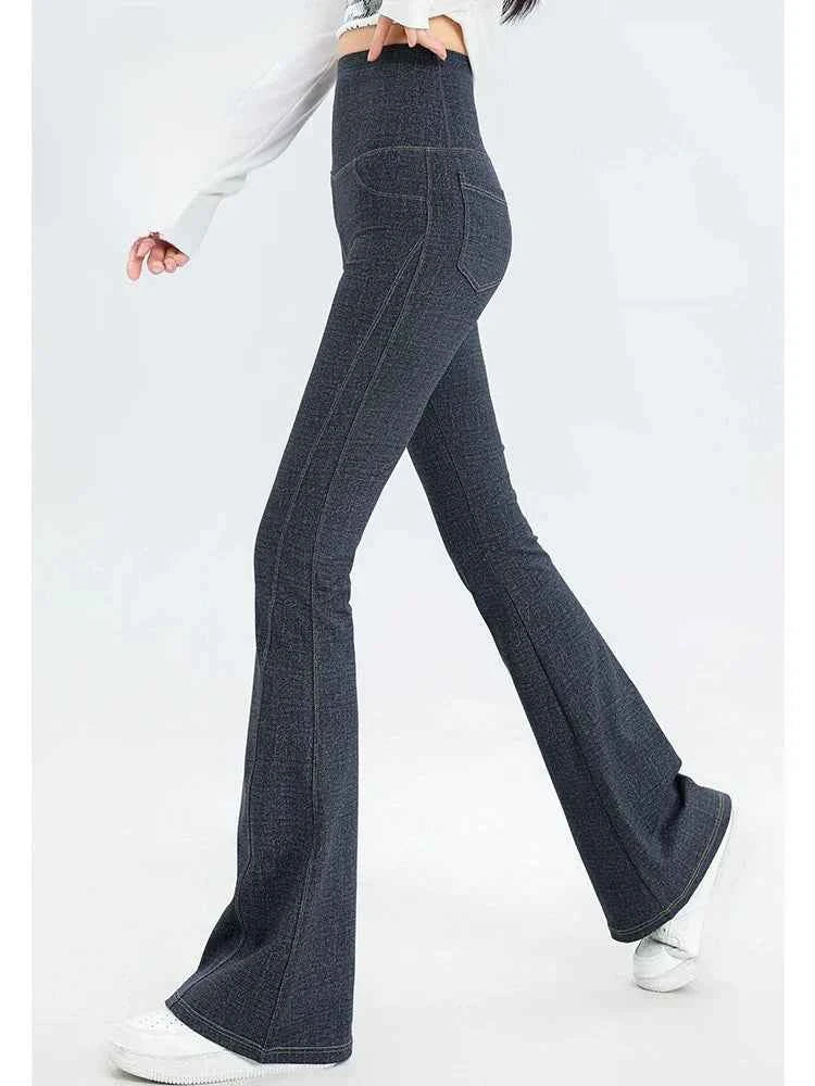 Women High Waist Flared Denim Leggings Jeans