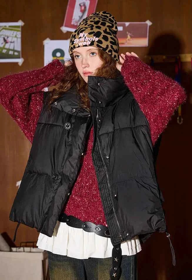 Warm Minimalist Stand Collar Puffer Vest