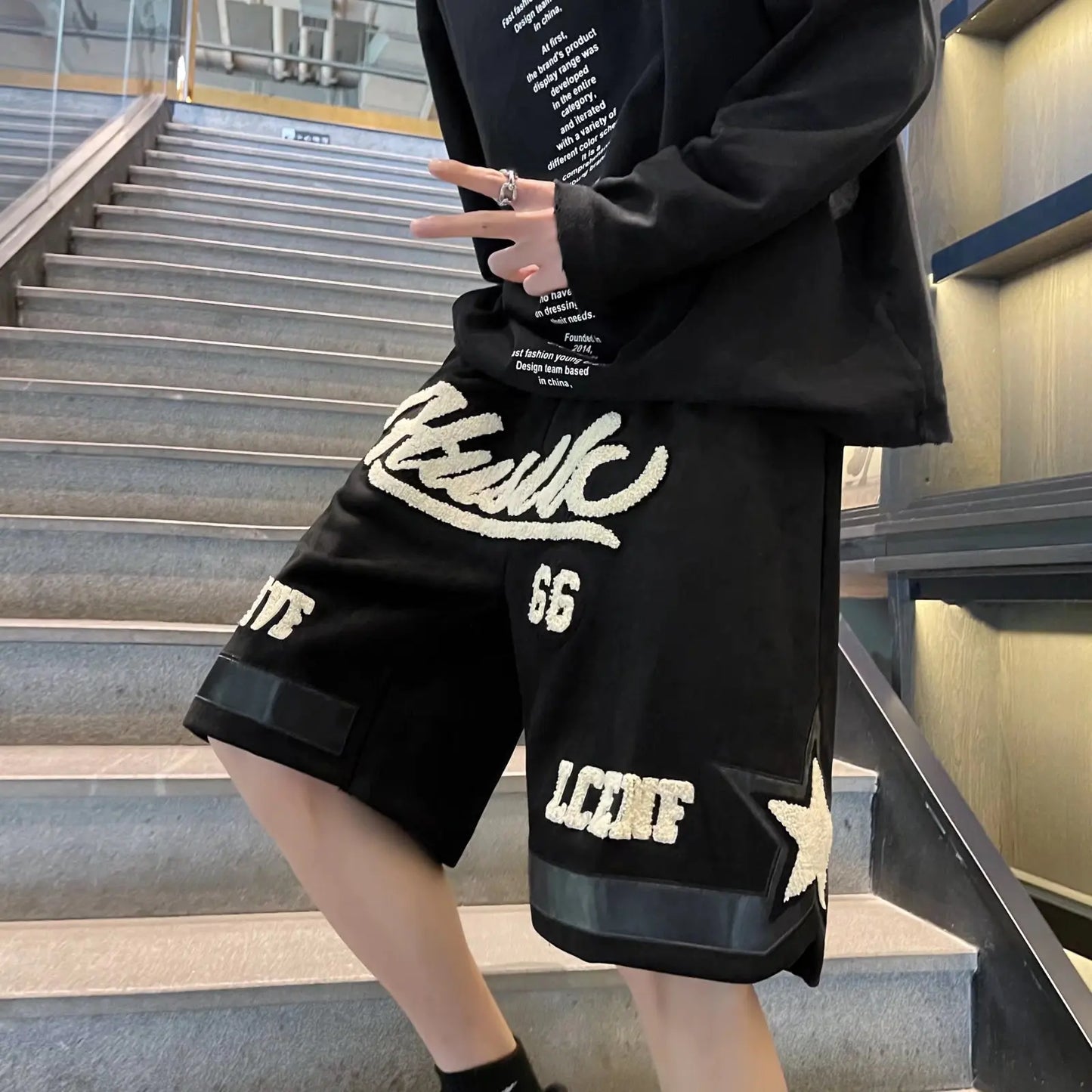 Number 66 Knee Length Shorts